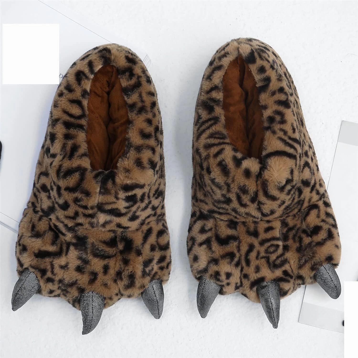 YESBOR Men's Cute Plush Paw Claw House Slippers Halloween Furry Animal Cosplay Costume Shoes
