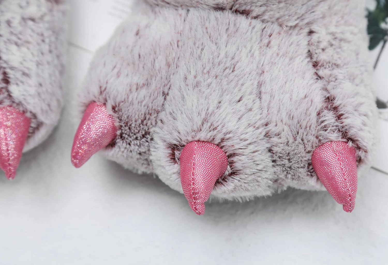 YESBOR Women's Plush Monster Feet House Slippers Halloween Furry Animal Costume Paw Claw Shoes