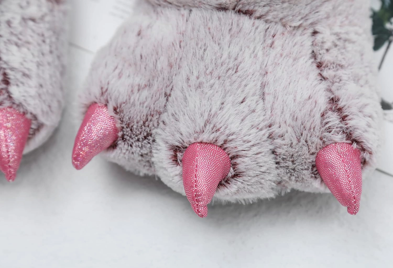 YESBOR Women's Plush Monster Feet House Slippers Halloween Furry Animal Costume Paw Claw Shoes