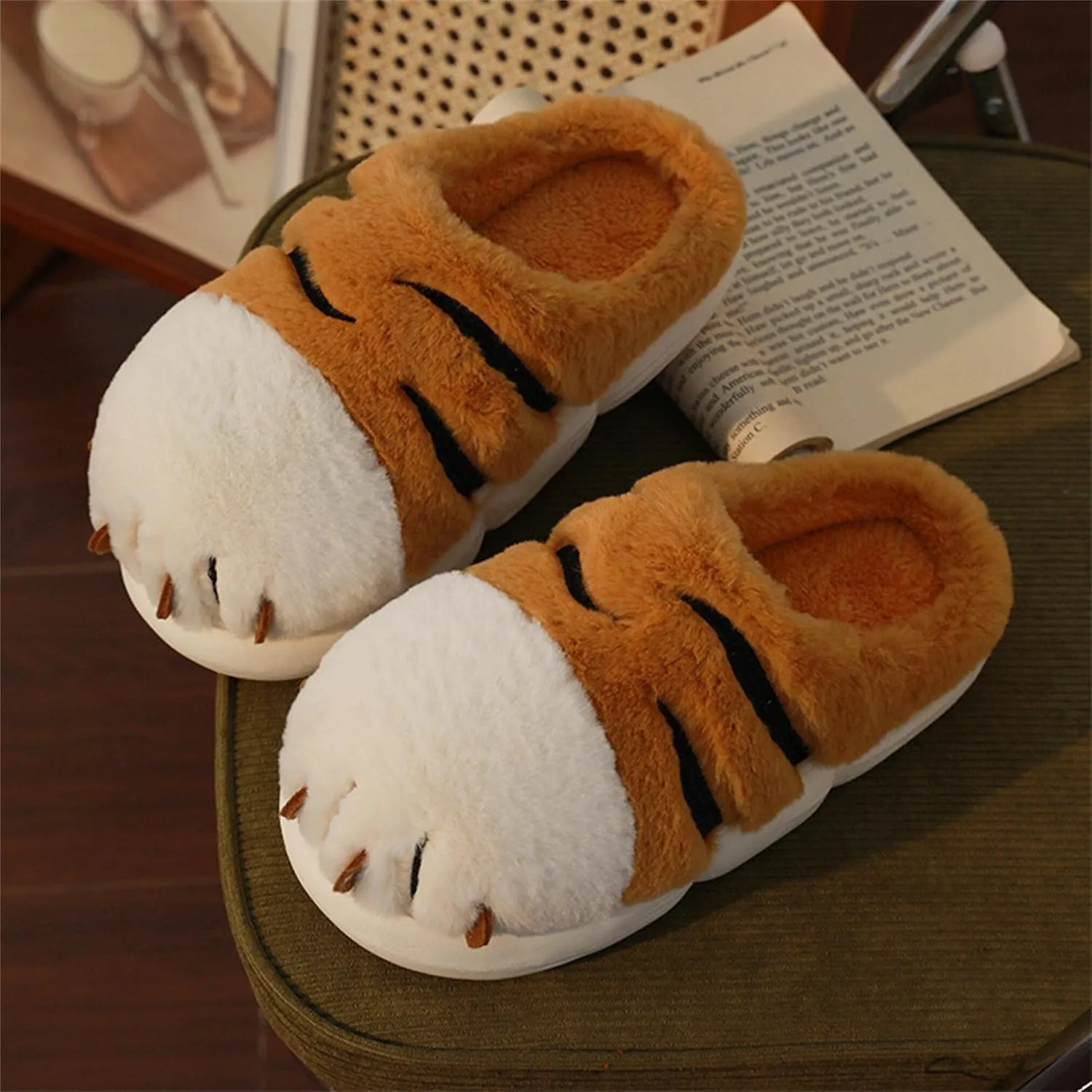 YILANLAN Women's Cute Pig Animal Cow Winter Warm Soft Plush Home Cotton Slippers