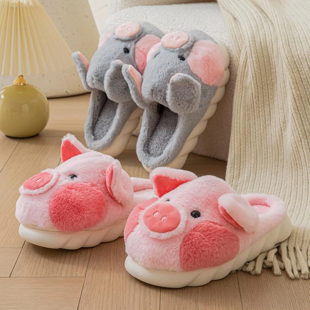 YILANLAN Adult Cotton Slippers PIg Slippers Home Slippers Plush Slippers Animal Slippers