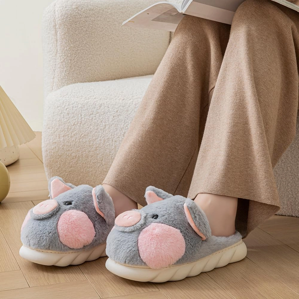 YILANLAN Adult Cotton Slippers PIg Slippers Home Slippers Plush Slippers Animal Slippers