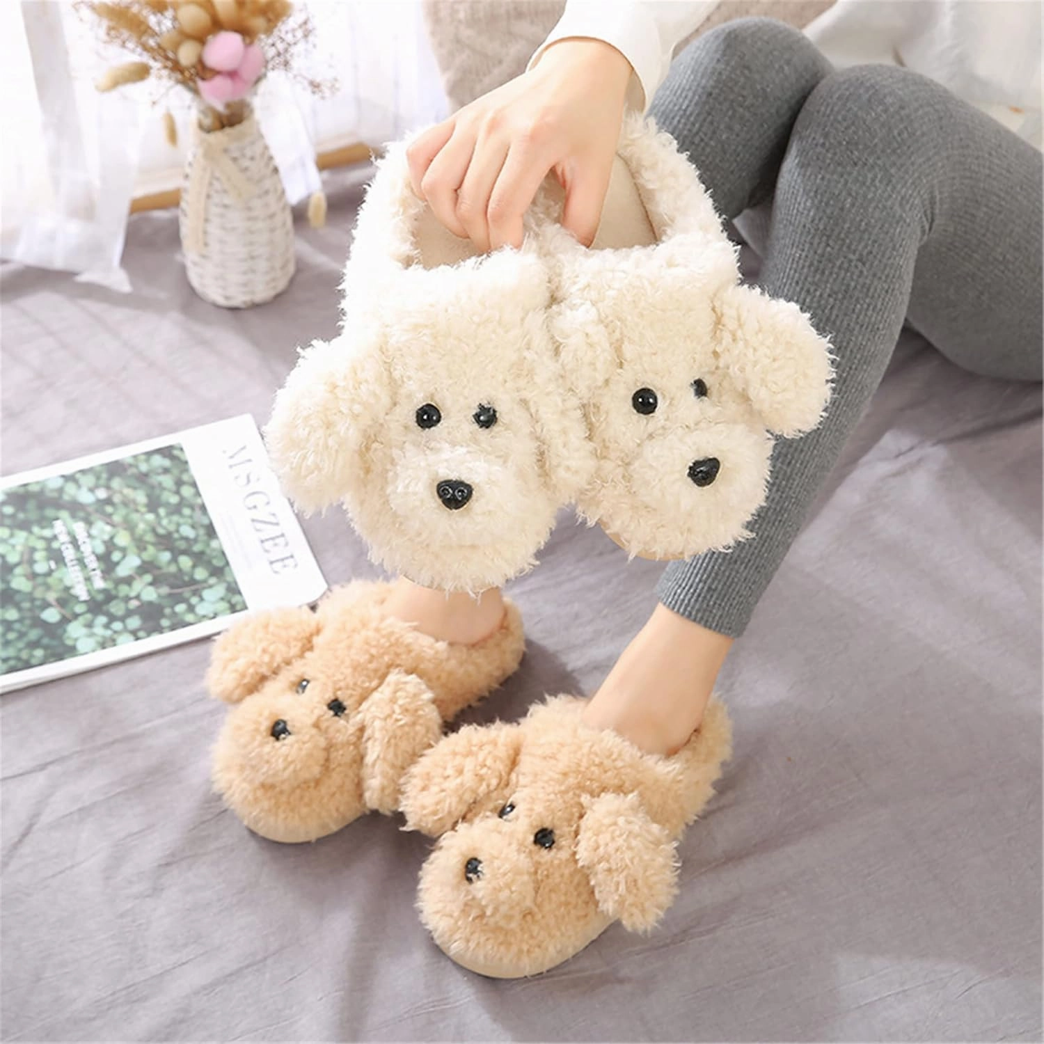 YILANLAN Women's Cartoon Animal Dog Home Cute Slippers - Warm Winter Slippers