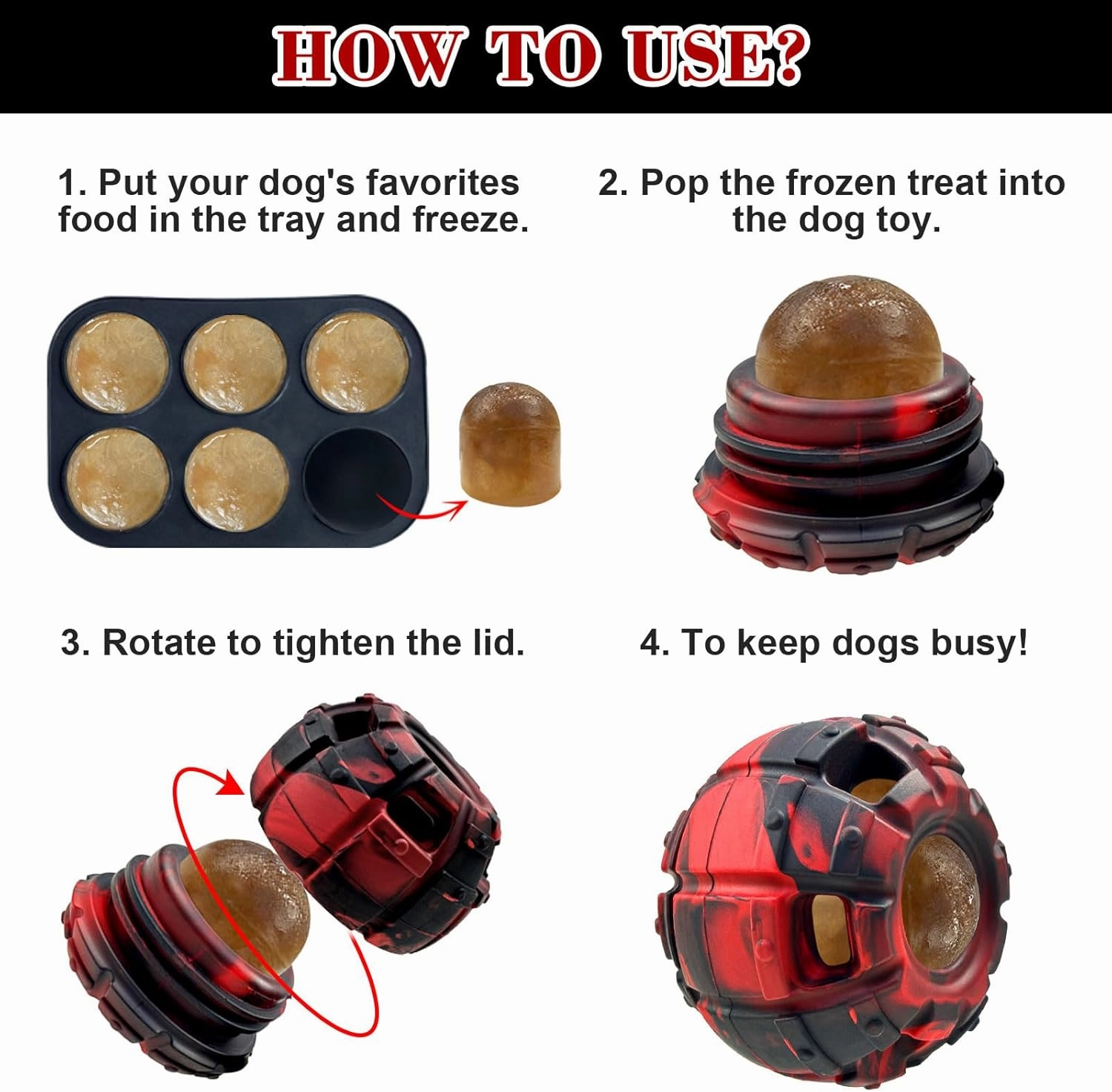 Yipetor Dog Toy, Frozen Dog Treats to Keep Dogs Busy, Interactive Treat Dispensing Dog Toy Puzzle, Interactive Chew Toys for Large Dog, Power Chewer, Durable Rubber-Easy to Clean-Holds Kibble, Treats