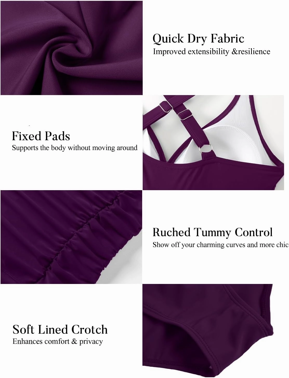 YNIQUE Women's One Piece Bathing Suits Tummy Control Swimsuits V Neck Ruched Slimming Swimwear