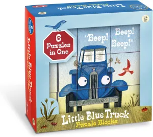 YOTTOY Contemporary Collection/Little Blue Truck Stacking Puzzle Blocks, 6 Puzzles in 1 (9pcs), Early Childhood Learning Interactive Toys - 9” x 9” x 2.75”
