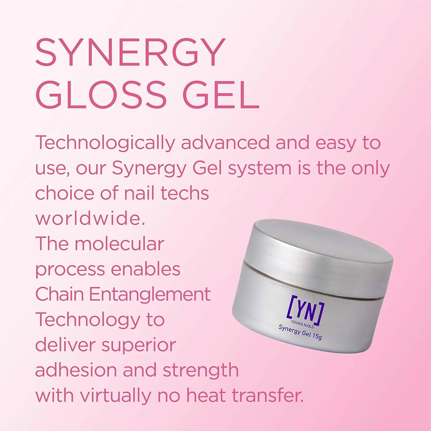 Young Nails Synergy Gel System, Clear Gloss Finishing Gel - Builder Gel Top Coat, Superior Adhesion & Strength, Hard Gel Top Coat - Gloss Top Coat, 15g