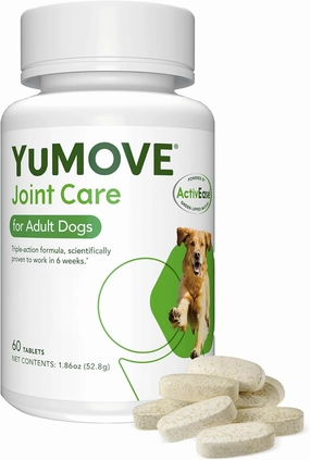 YuMOVE Hip and Joint Supplement for Dogs with Glucosamine, Chondroitin, Omega 3, Hyaluronic Acid, & Green Lipped Mussel - Dog Joint Supplement - for Adult Dogs 60 Tablets