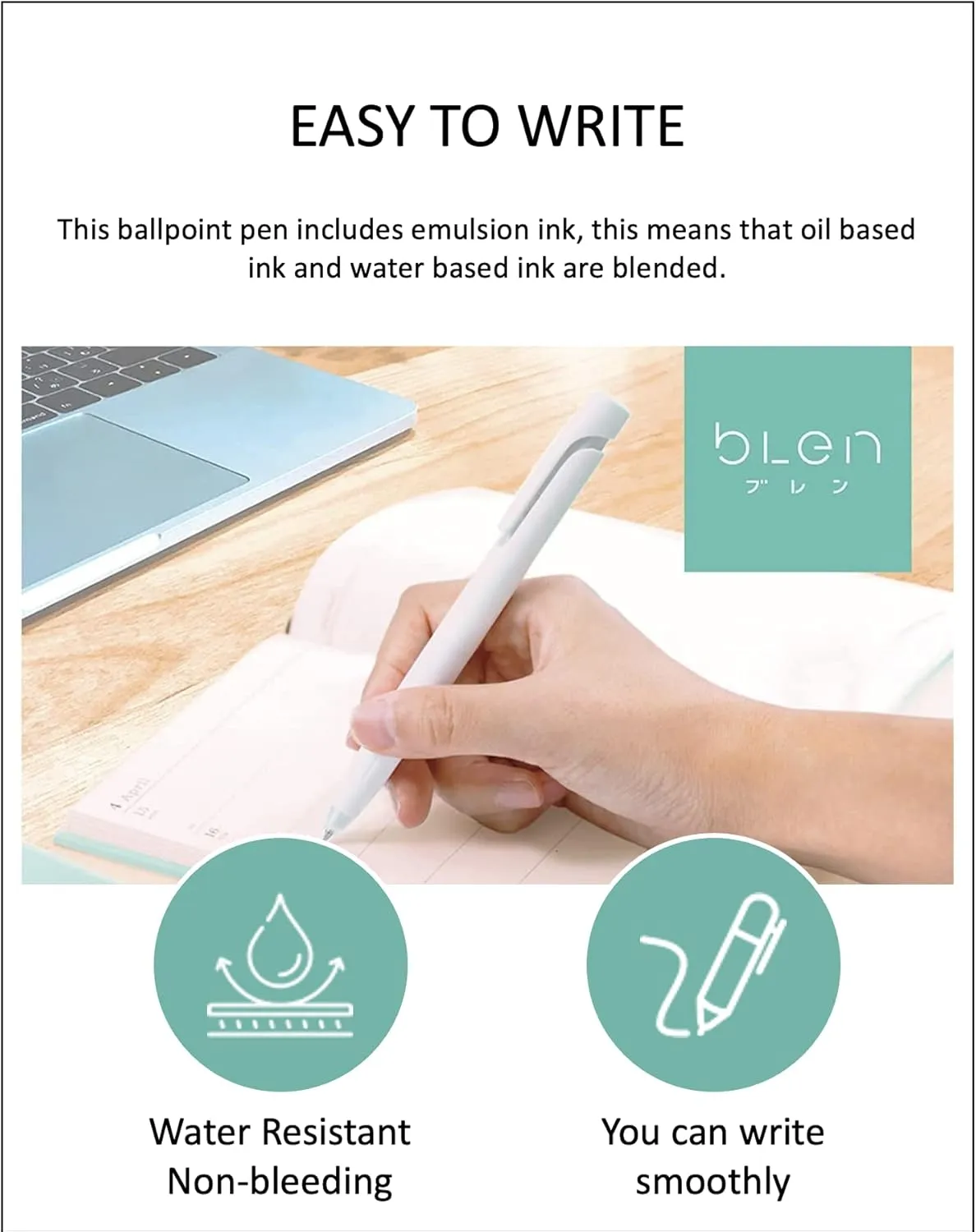 Zebra Blen Retractable Ballpoint Pen, Fine Point 0.5mm, 10 Pack (Black Ink/Mint Green body), Sticky Notes Value Set