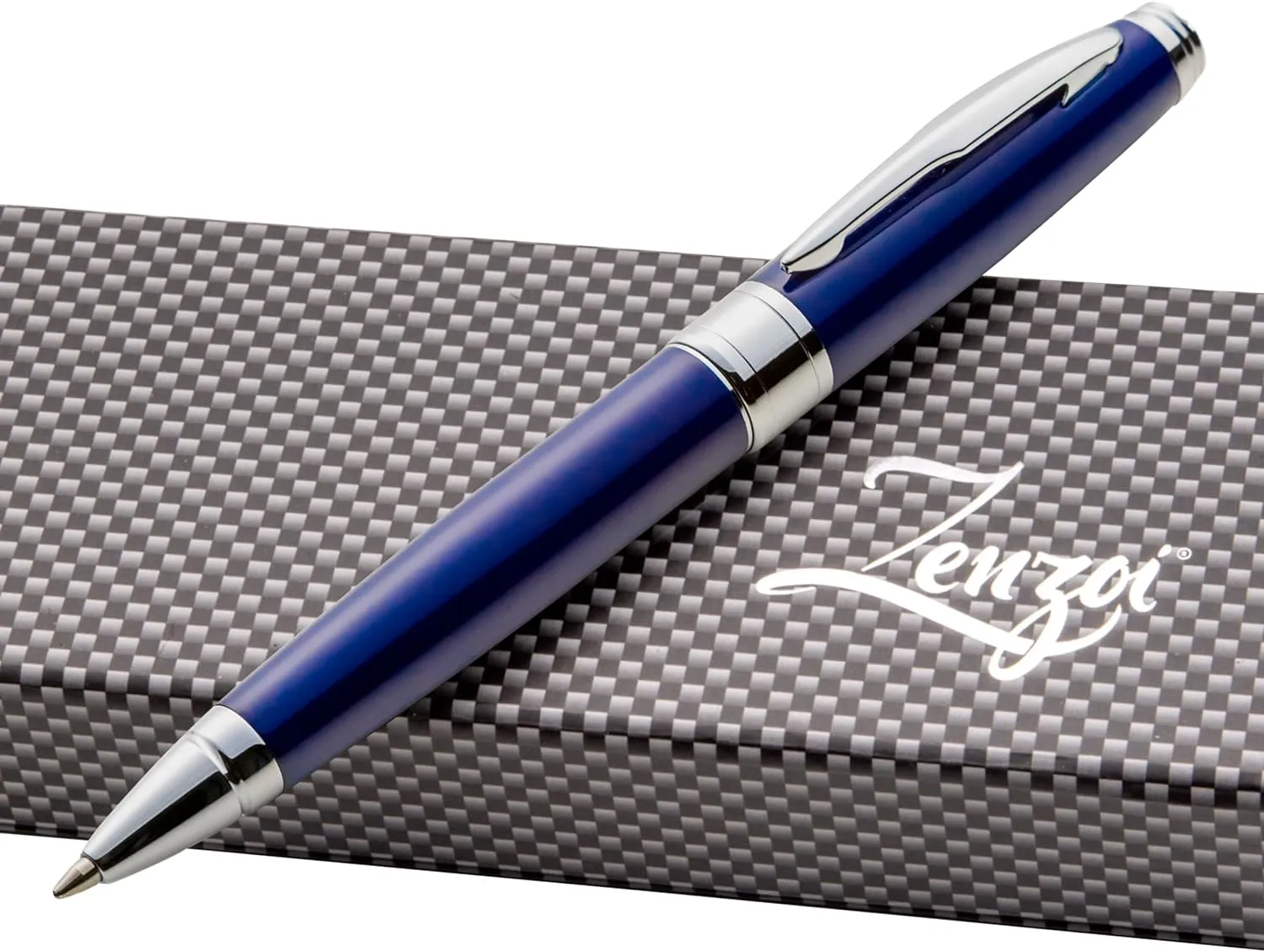 ZenZoi Blue Ballpoint Pen Set - Elegant Executive Pen for Men, Women. High End Pen Gift Box W/Luxury Pen & Premium Gel Ball Point Ink Refills. Great Smooth Writing Pen For Office Or Home