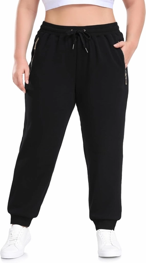 ZERDOCEAN Women's Plus Size Fleece Lined Sweatpants Casual Workout Athletic Joggers Zipper Pockets