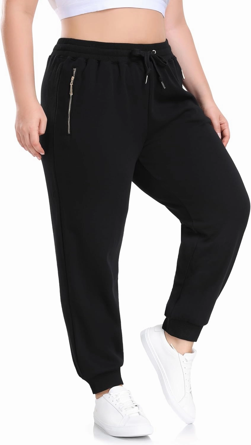 ZERDOCEAN Women's Plus Size Fleece Lined Sweatpants Casual Workout Athletic Joggers Zipper Pockets