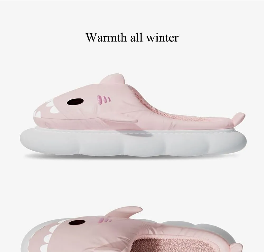 Zureto Shark Slides Winter Christmas New Year Thanksgiving Winter Warm Cozy Adults House Home Winter Shoes