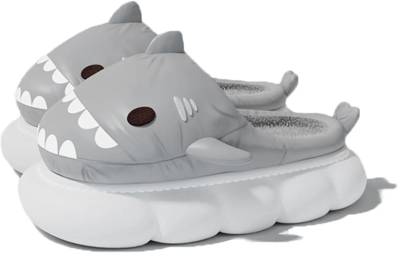 Zureto Shark Slides Winter Christmas New Year Thanksgiving Winter Warm Cozy Adults House Home Winter Shoes