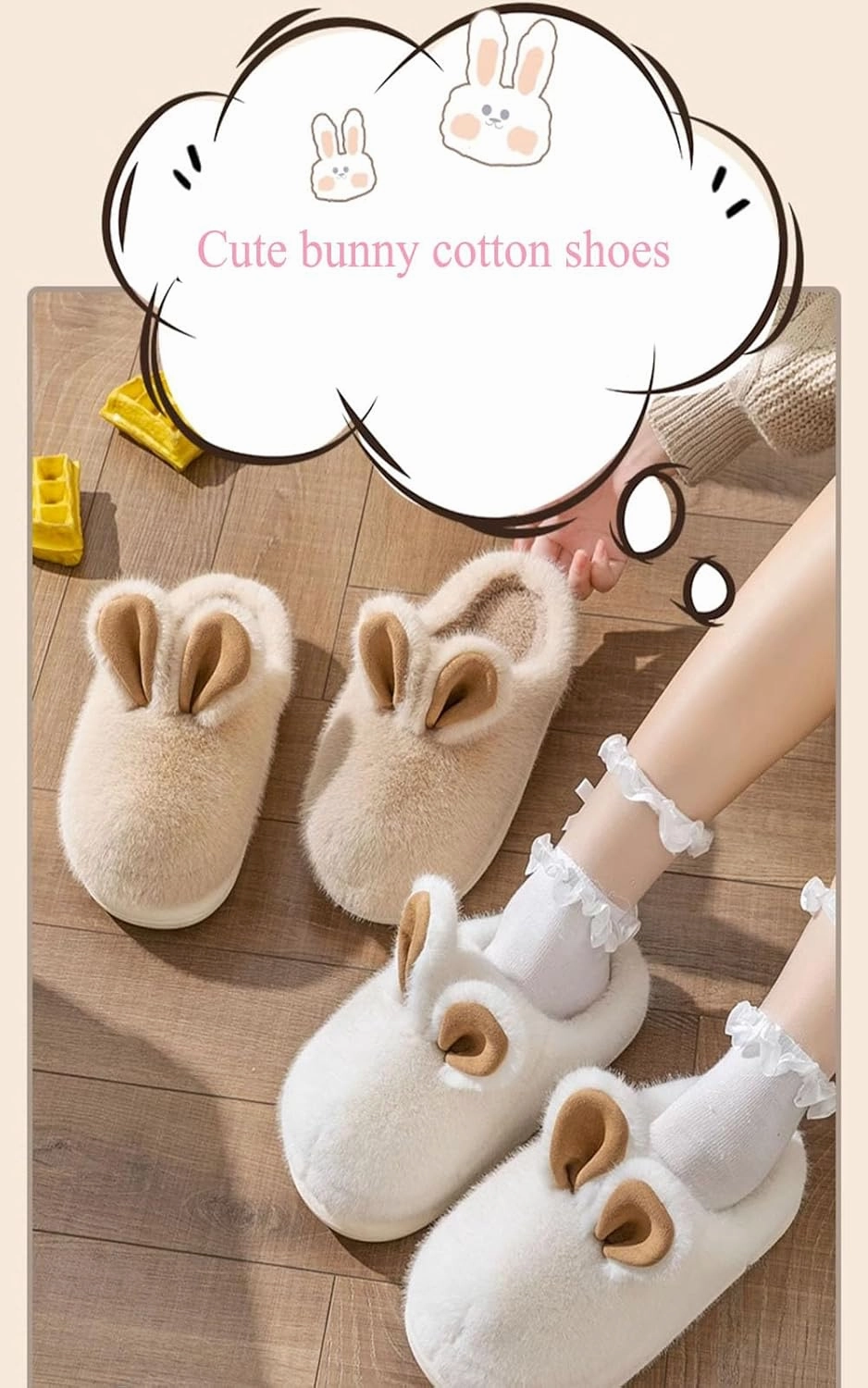 Zureto Bunny Slippers For Women Memory Foam Lndoor House Slippers Plush Women's Rabbit Slippers homes Animal Slippers